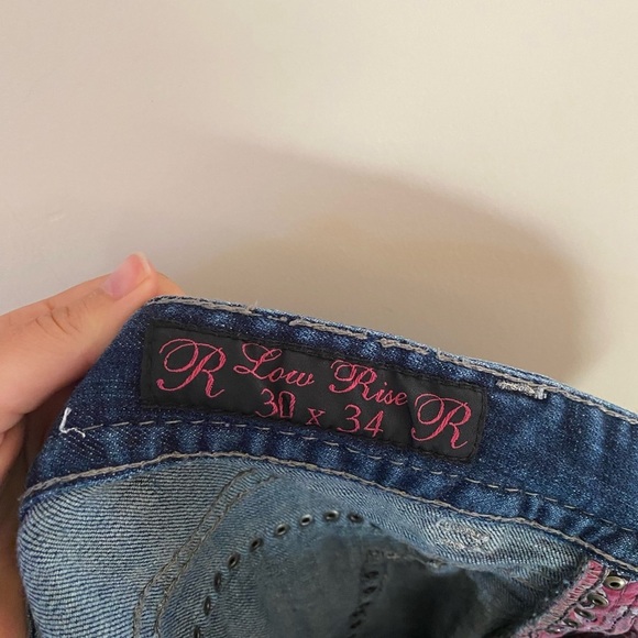 ROCK AND ROLL COWGIRL WOMENS STUDDED LOW RISE JEANS SIZE 30 X 34 - Picture 6 of 9